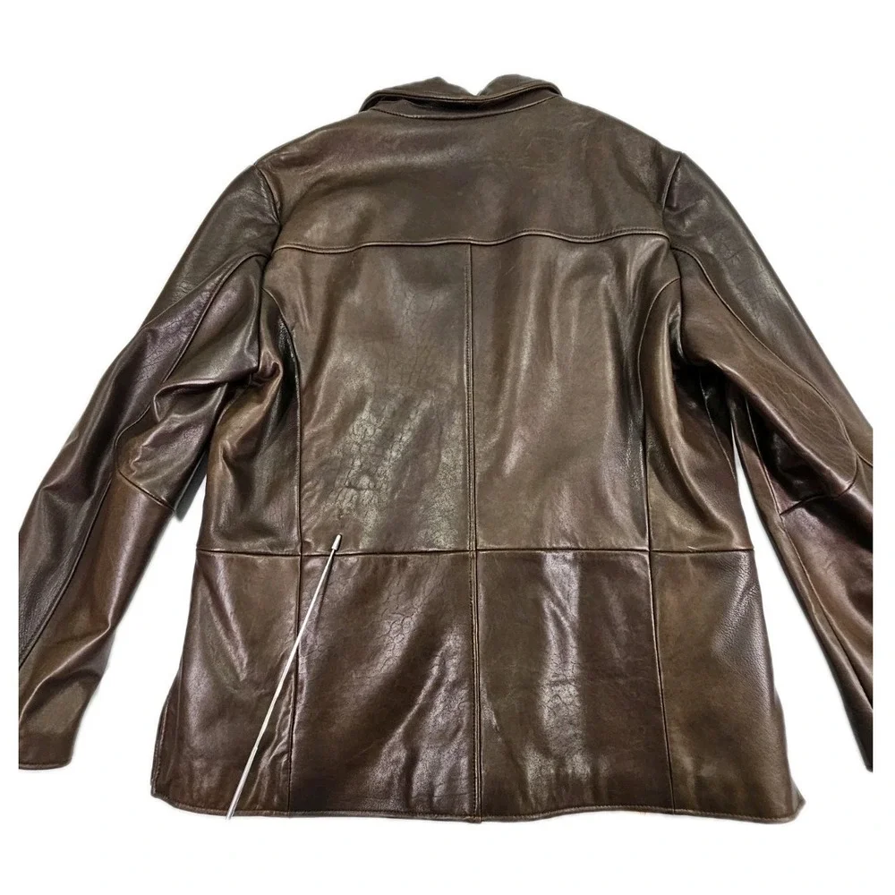 VTG Wilsons Leather Dark Brown Mens XL Field Jacket Sport Coat Lined Pockets